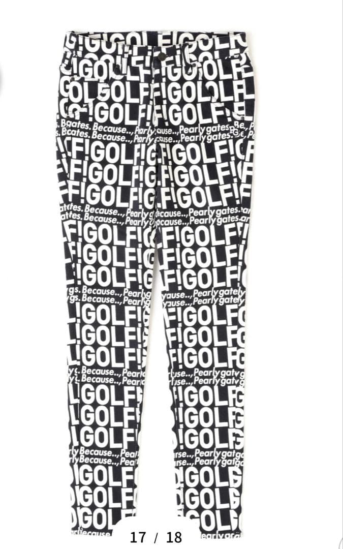 新品タグ付き　パーリーゲイツ　GOLF柄（大）コットンストレッチパンツ　サイズ2