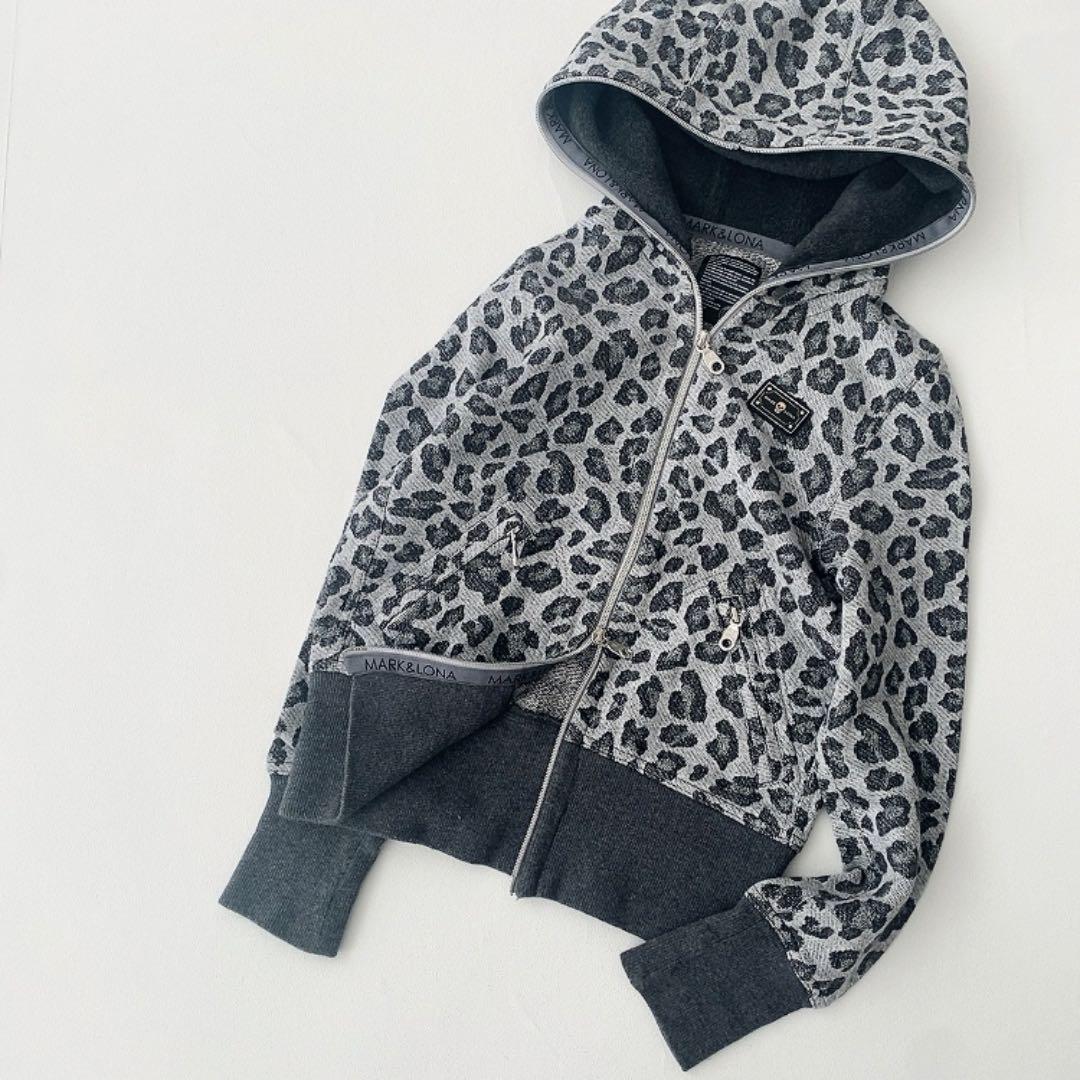MARK&LONA woman's S ヒョウ柄パーカー グレー