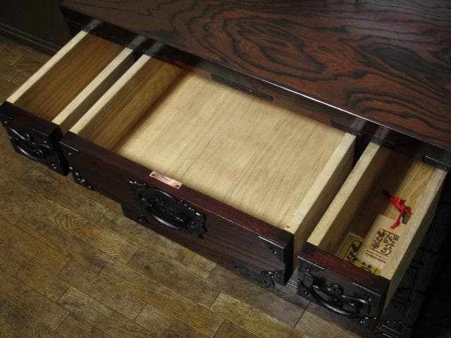 美品 伝統工芸 欅材 拭き漆塗 №999きさらぎ10号 3段 民芸 岩谷堂箪笥