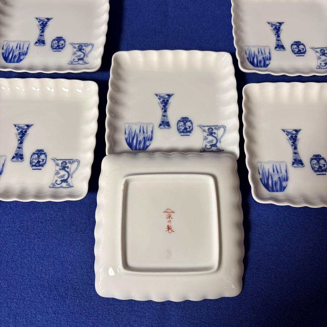 深川製磁　ブルーチャイナ　和菓子皿揃