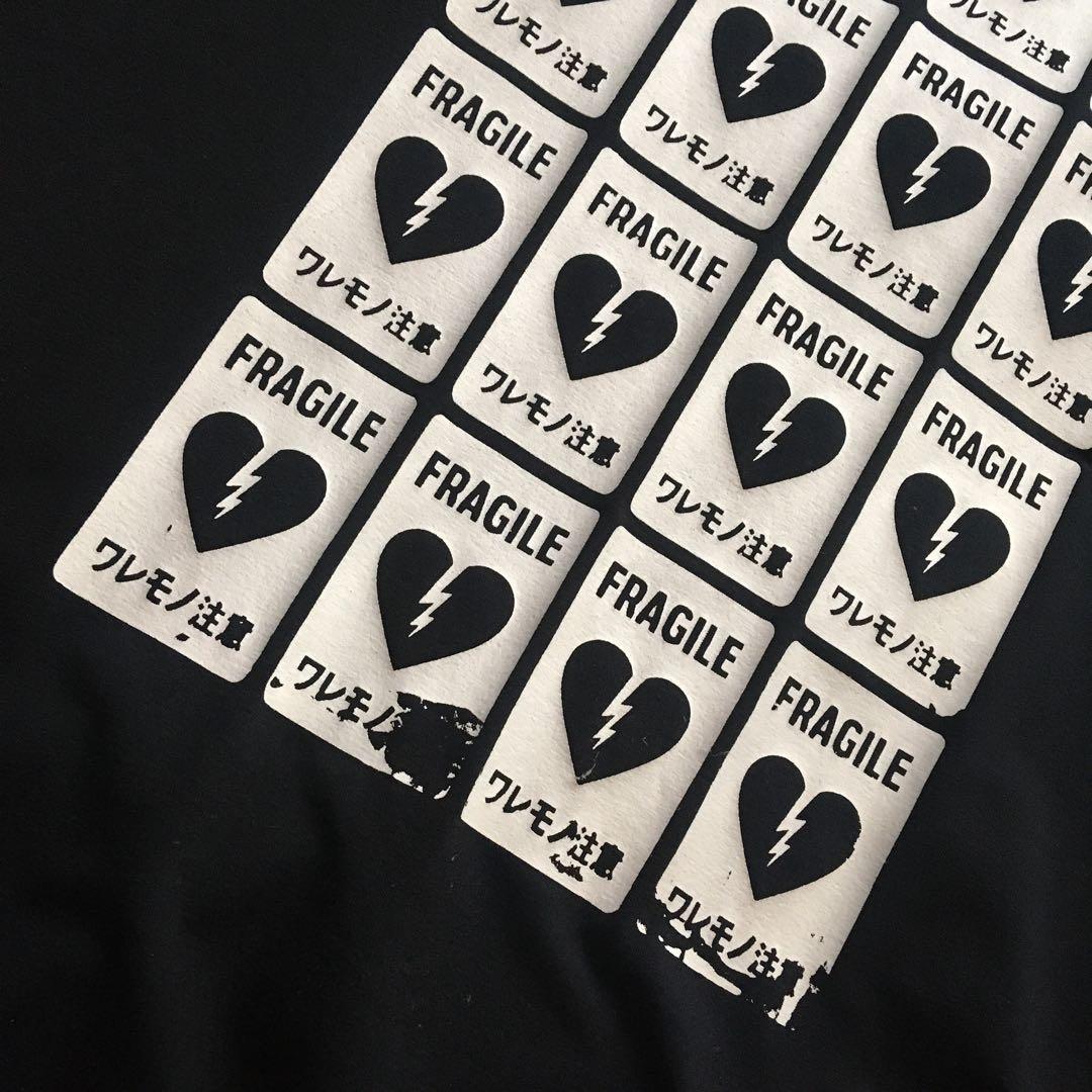 【XL】answer4 “ワレモノ注意”Tshirt ブラック ステッカー付き
