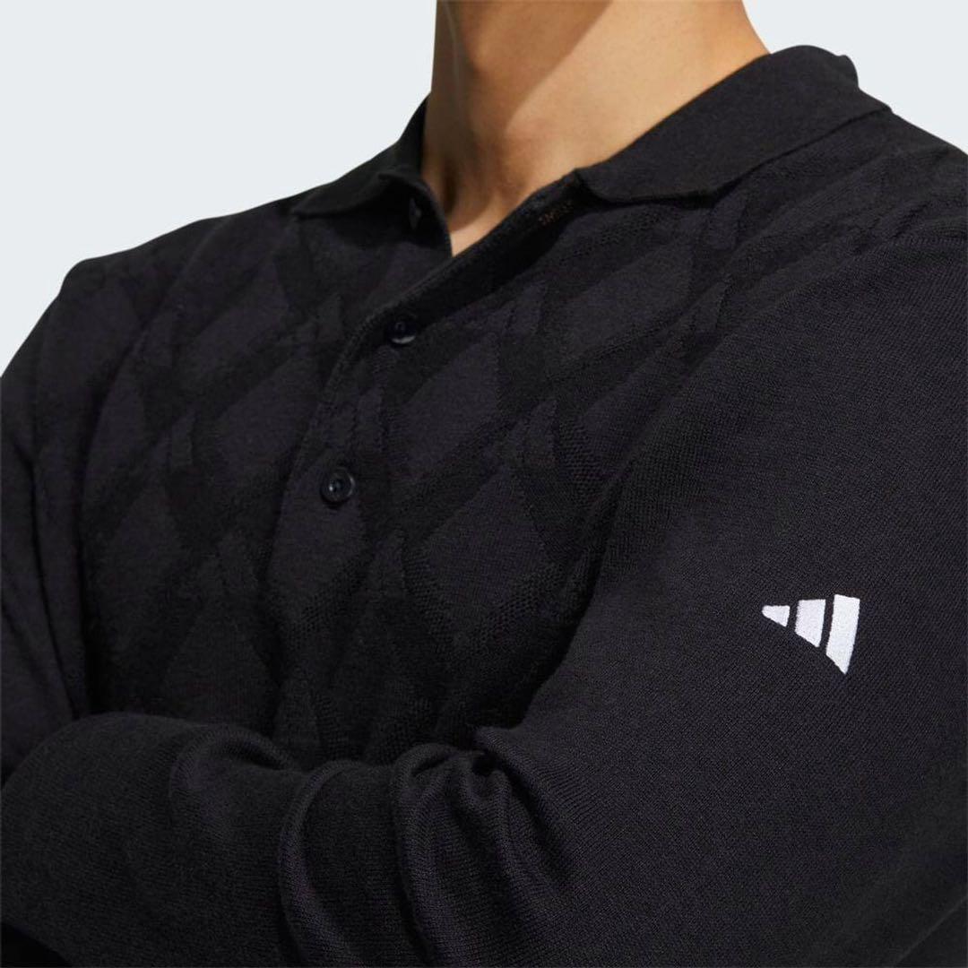 送料無料 新品 adidas GOLF アーガイル柄セーター ポロ XL BK
