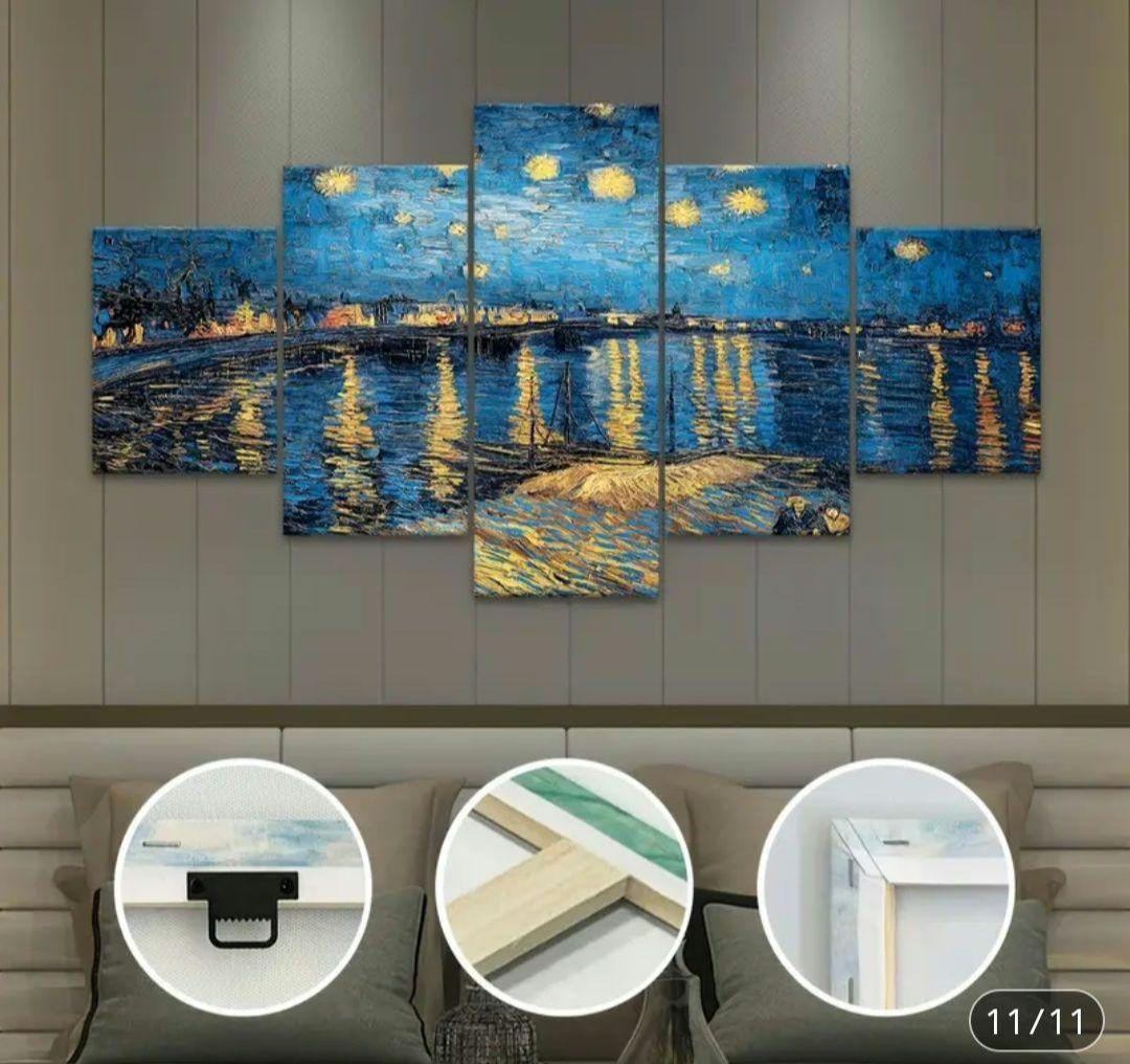 【額装】圧巻！ゴッホ「ローヌ川の星月夜」絵画 超軽量