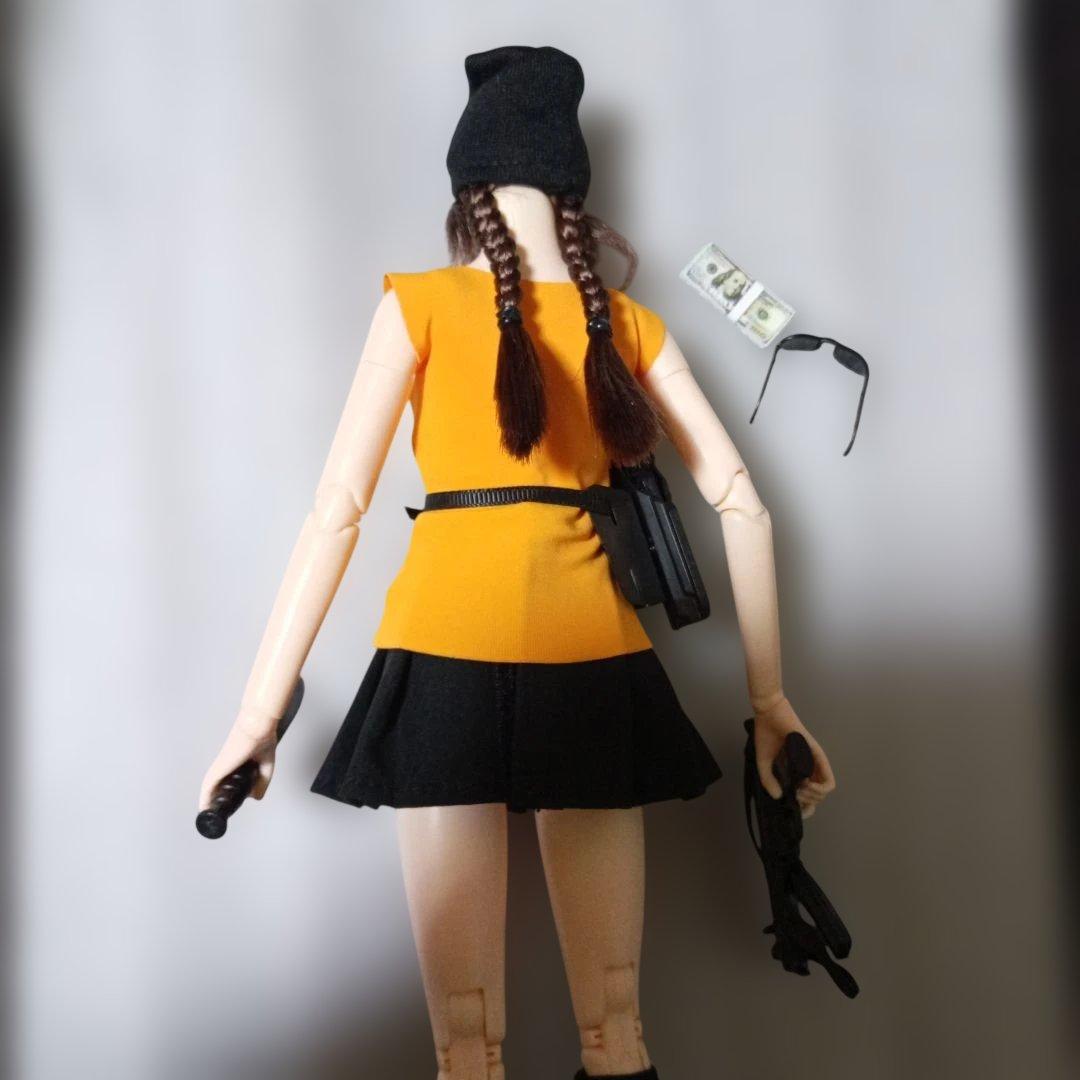 1/6女性セミシームレス素体 三つ編みヘッド シューズ靴 スニーカー武器セット