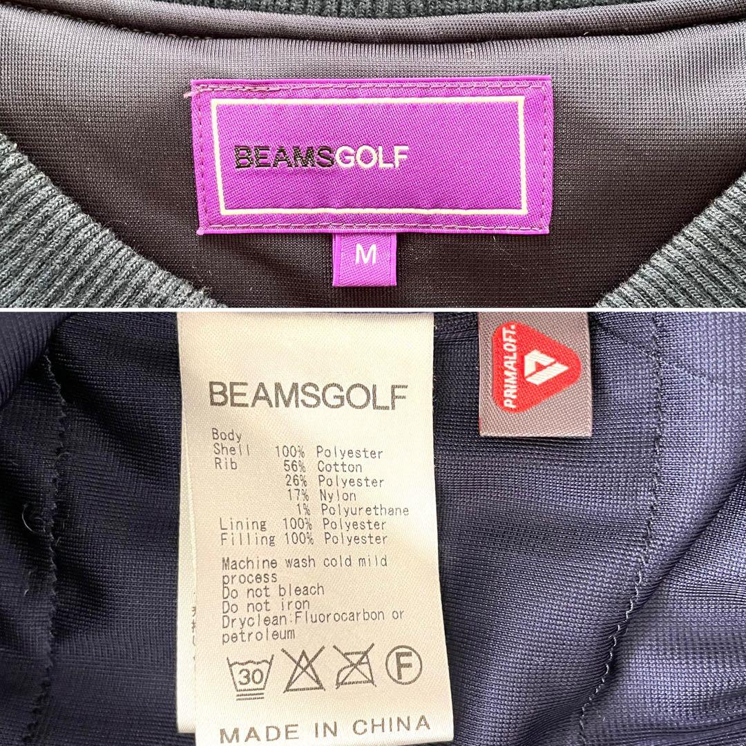 【美品】BEAMS GOLF ケーブル 転写プリント 中綿 Vネック トレーナー