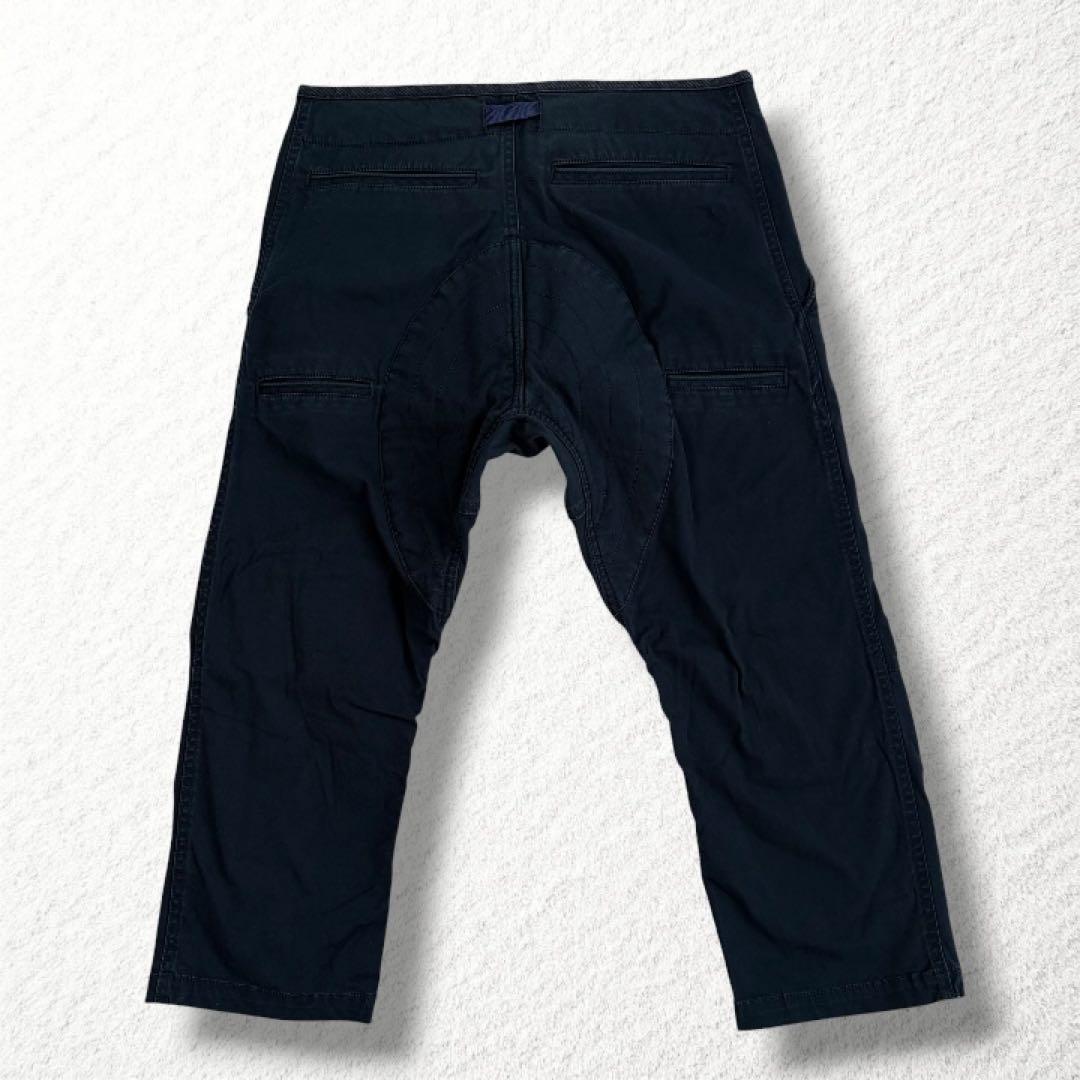 美品【narifuri】サルエル風 サイクル クロップドパンツ 紺 S ベルト付