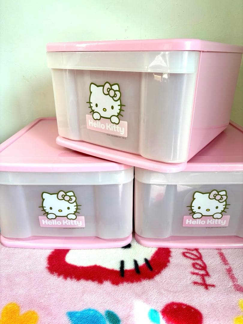 最終HelloKitty 収納ケース　キティ　3段チェスト　引き出し　平成レトロ