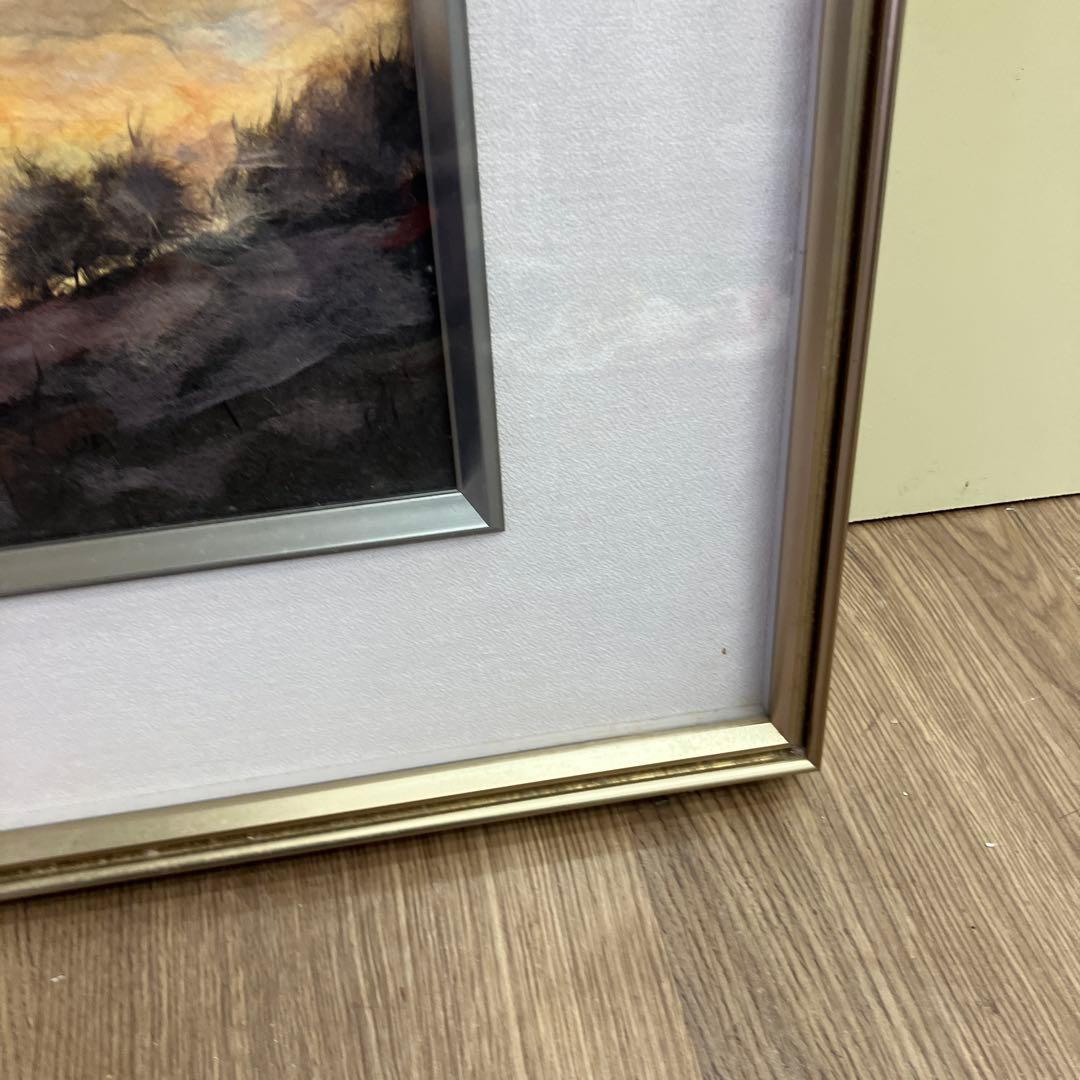 風景画 夕焼け 雲 額装 アート インテリア 壁掛け 和紙風 ちぎり絵 貼り絵