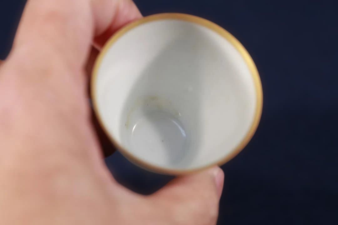 699　古伊万里金赤輪線文様盃　無傷美品　明治