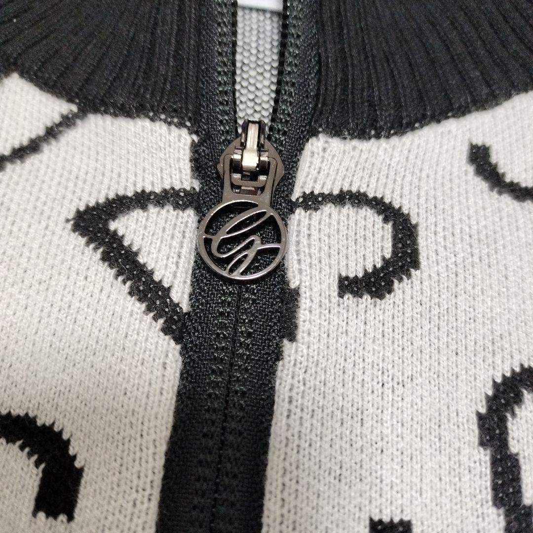 DESCENTEGOLFカシミア混ニットロゴプリント ジップアップジャケットL