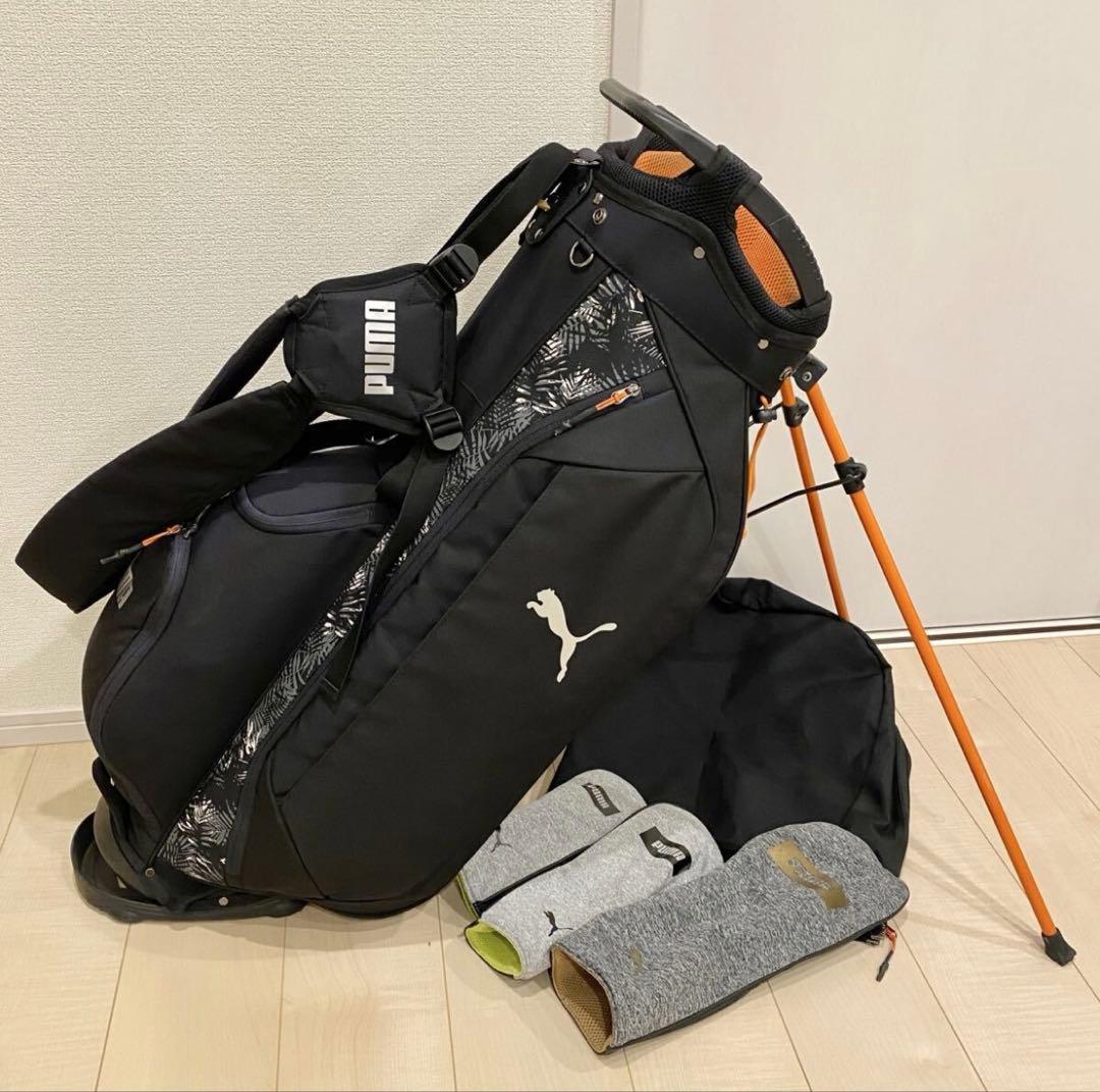 PUMA キャディバッグ スタンド式 ブラック ヘッドカバー付 軽量