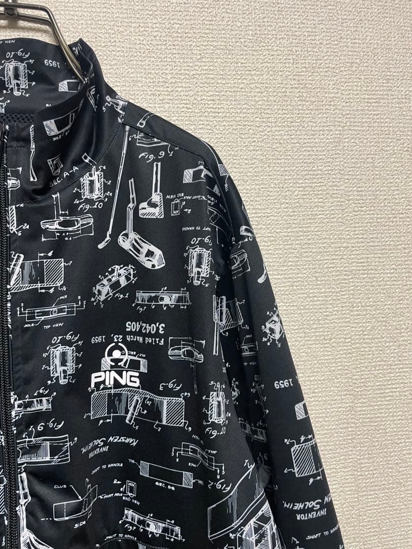 ★新品同様★ PING ピン フルジップジャケット 黒 総柄 Lサイズ