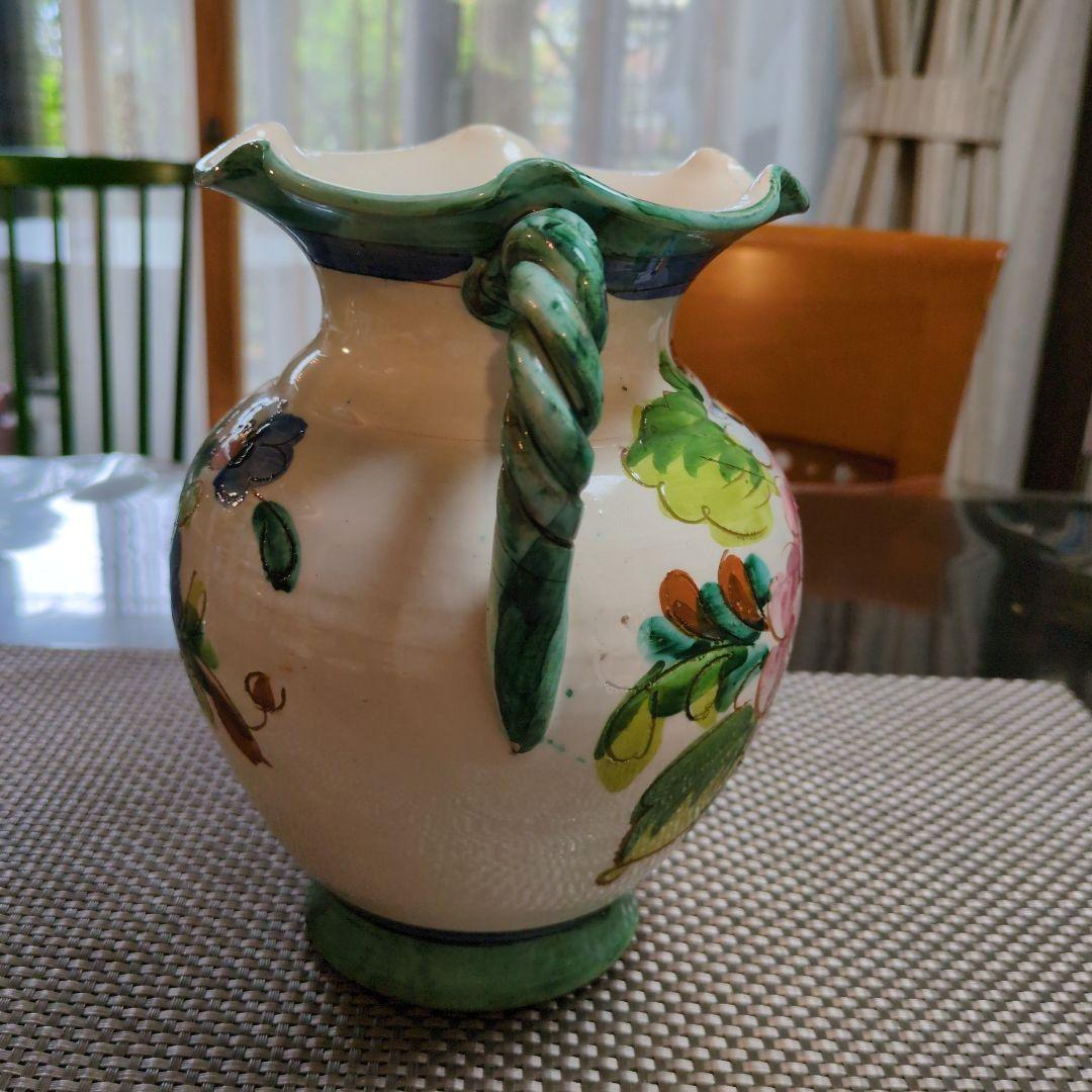 イタリー製　花柄陶器花瓶 中型