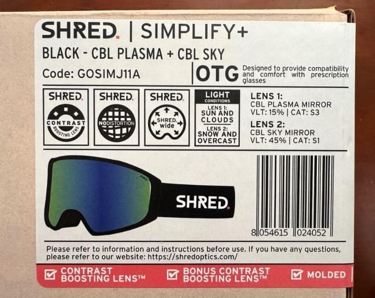SHRED SIMPLIFY＋ スペアレンズ付（シュレッド）