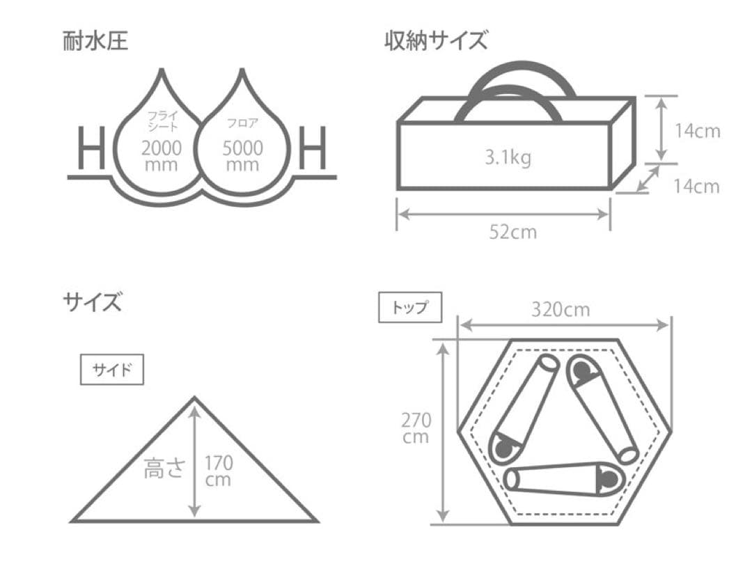 DOD ワンポールテントＳ （収納コンパクト&かんたん設営） 1000円値下げ！