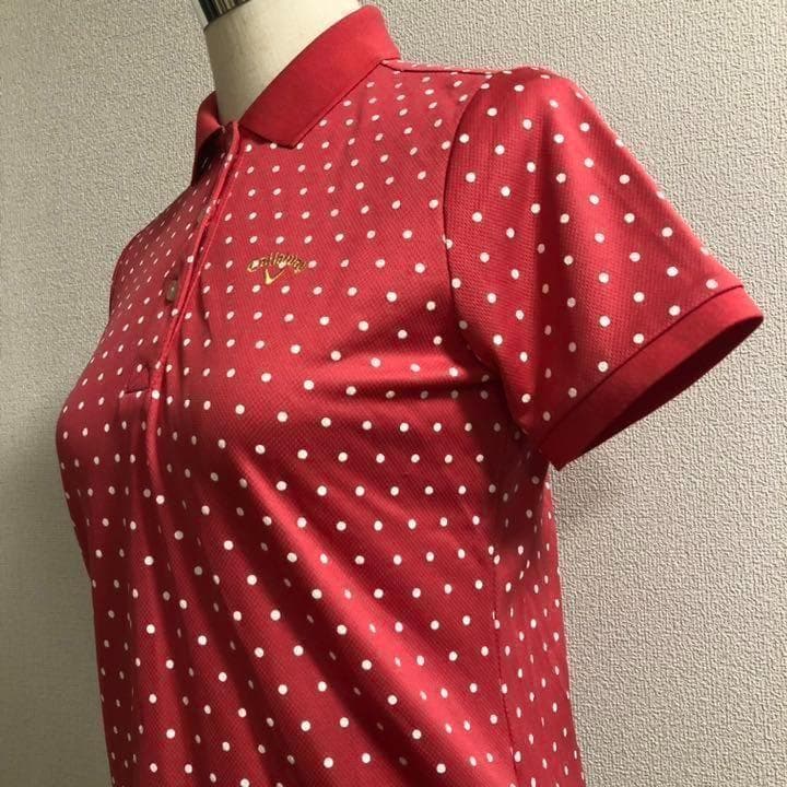CALLAWAY キャロウェイ 半袖 ポロシャツ レッド系 ドット Lサイズ