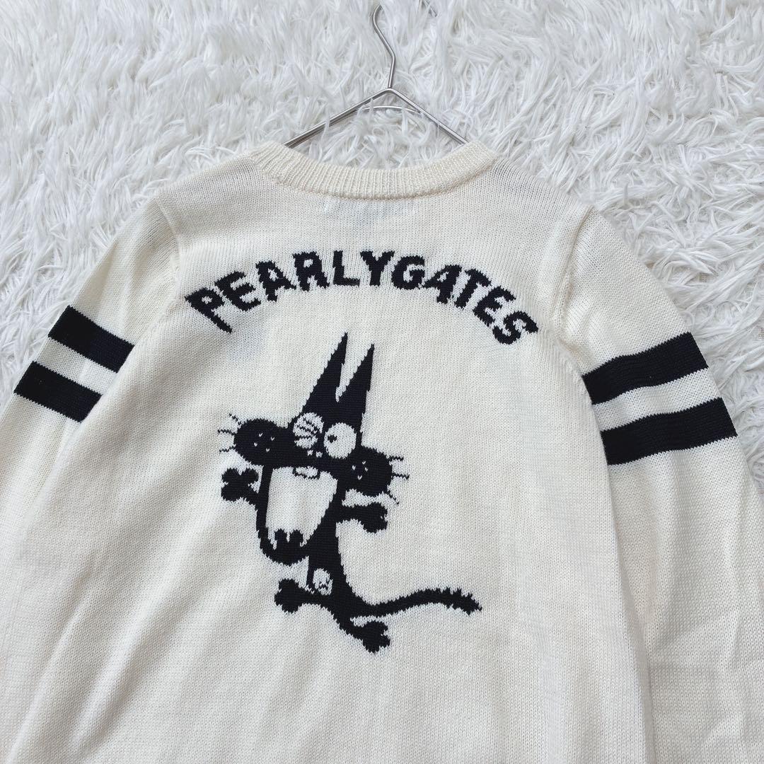 パーリーゲイツ ゴルフ ニャロメバックプリントニット ウールセーター ロゴ刺繍