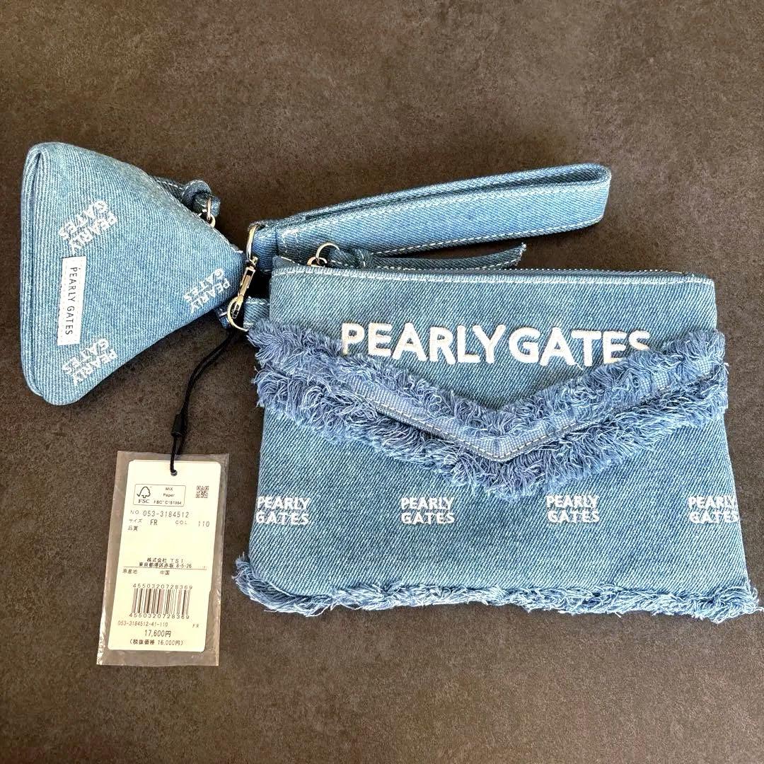 新品 PEARLY GATES ライトカラー デニム マルチポーチ