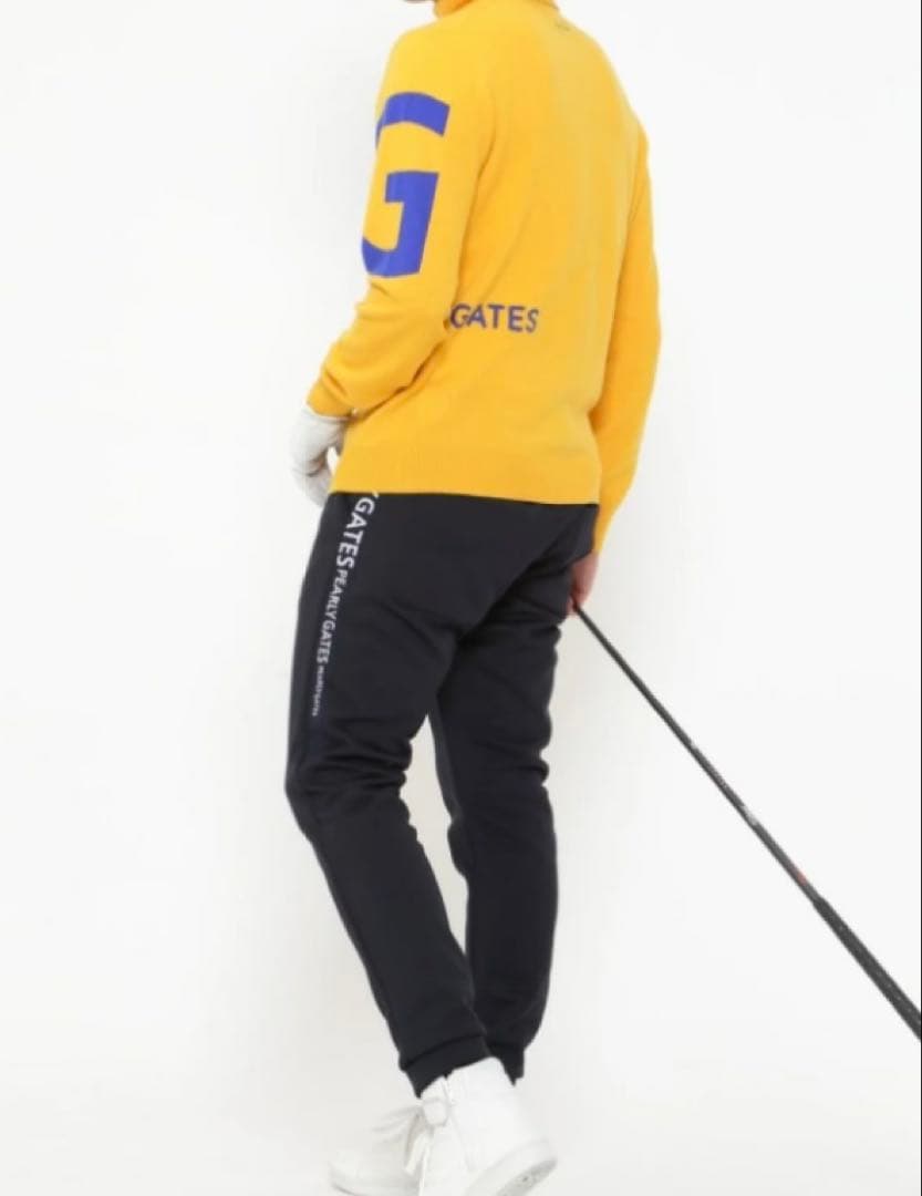 新品 パーリーゲイツ カシミヤ天竺 タートルネックニットプルオーパー(5)L/黄