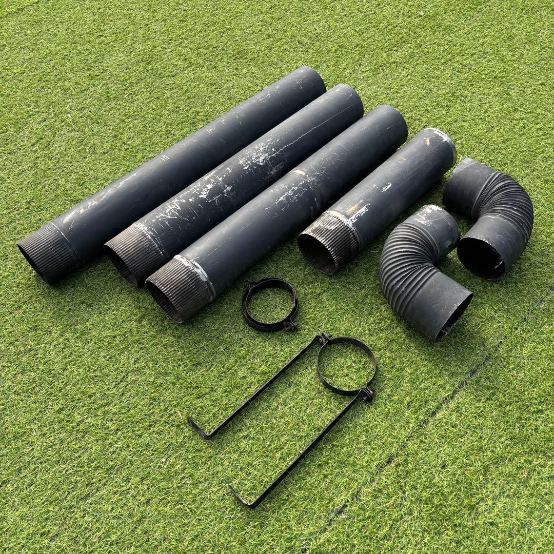 ホンマ製作所 ステンレス耐熱黒煙突 120mm 直筒 エビ曲90℃ セット
