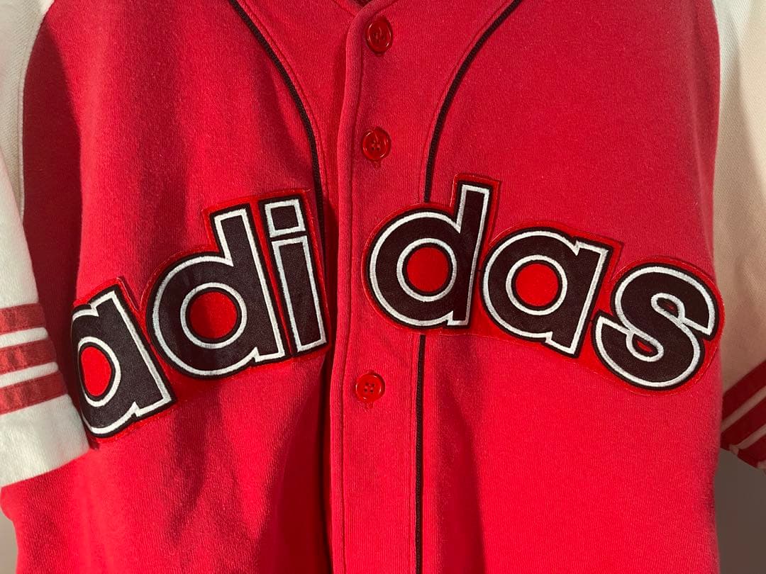 【希少】Lサイズ80s-90s デサント製 adidasベースボールシャツ風