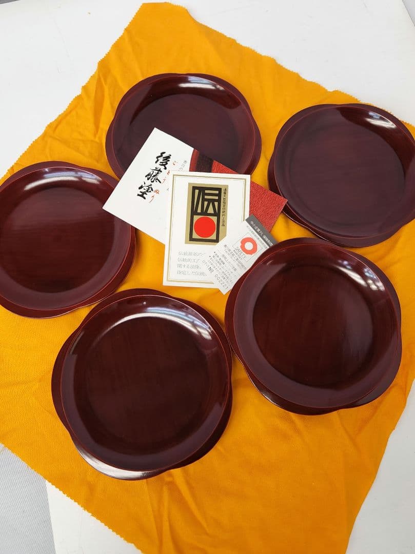 【未使用】香川 後藤塗 梅型銘々皿 5枚セット