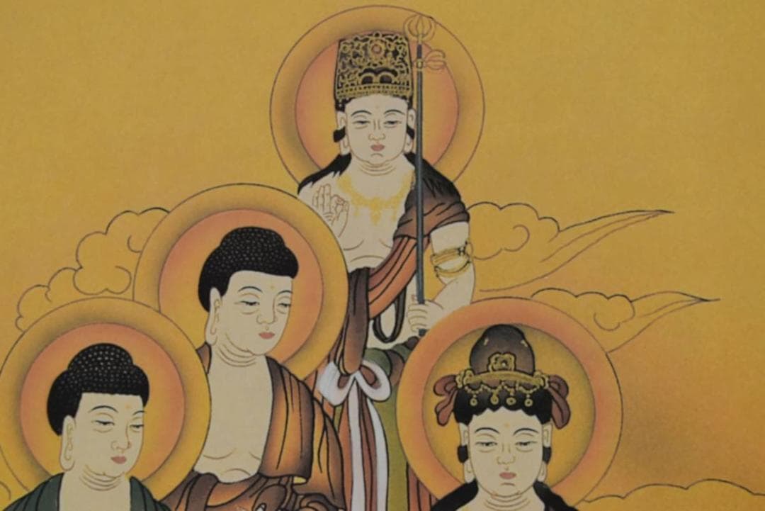 【複製】青波/十三佛図/十三仏図/仏事掛/工芸品/掛軸/名家伝来/AA-334