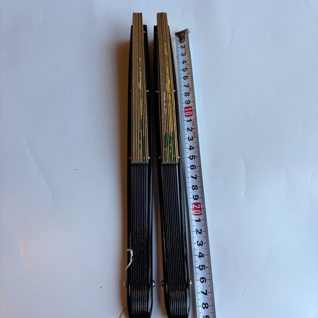 (976)舞扇　菊柄　2本セット　金色　リバーシブル
