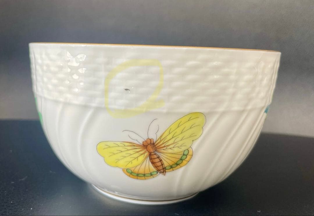【E】ヘレンド✨スラップボウル　小物入れ　シノワズリ　butterfly