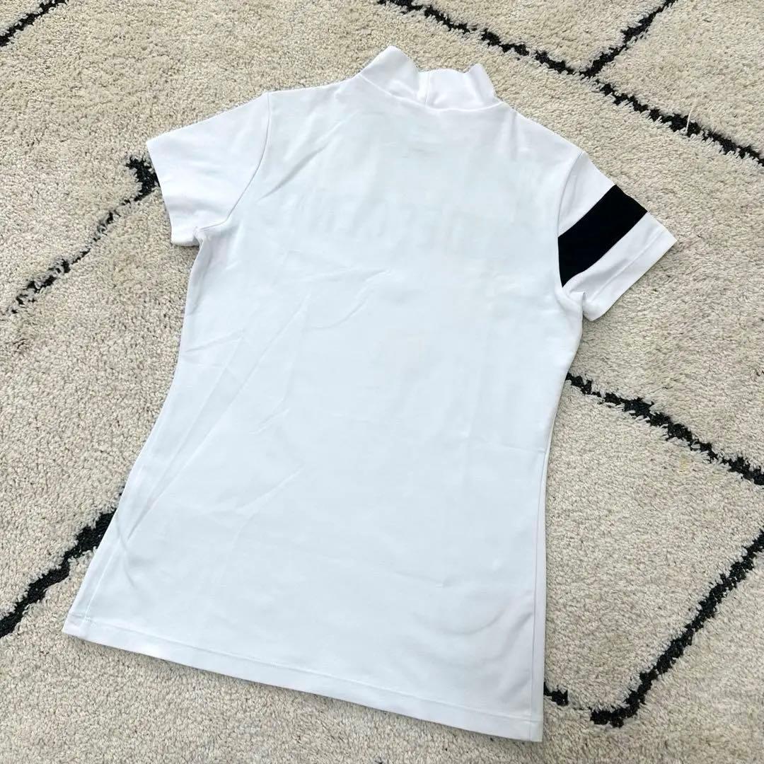 【超美品】DESCENTE ゴルフ モックネックシャツ ストレッチ　ホワイトM