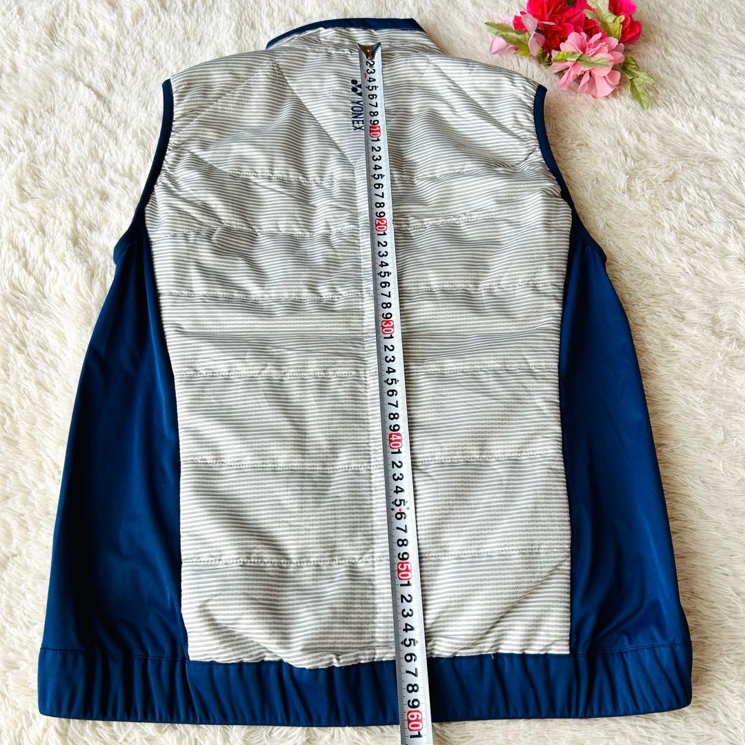 YONEX ヨネックス 中綿ベスト ロゴ刺繍 ネイビーグレー ヒートカプセル