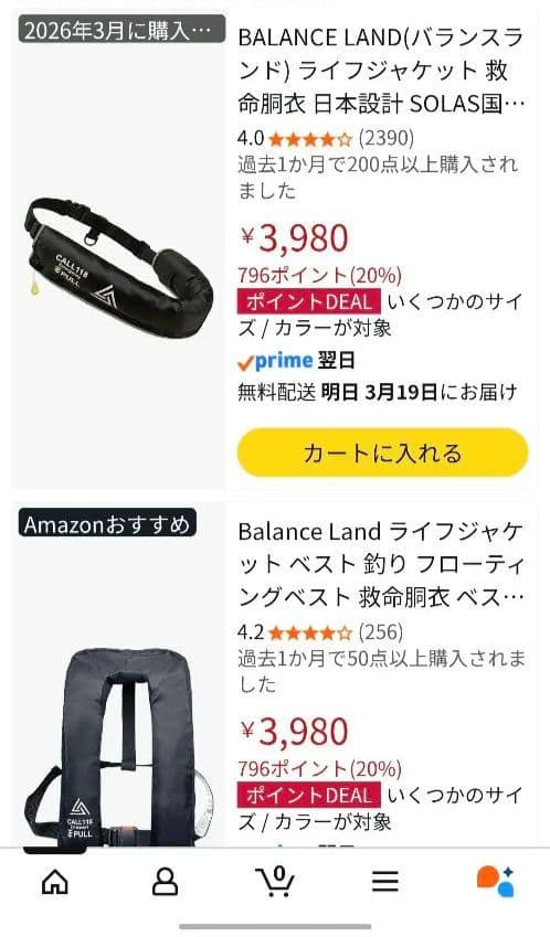 BALANCE LAND 手動膨張式ライフジャケット ブラック