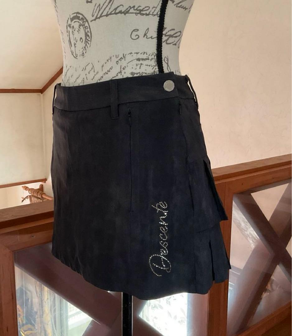 極美品DESCENT GOLF LUXE ブラック系ティアードプリーツスカート