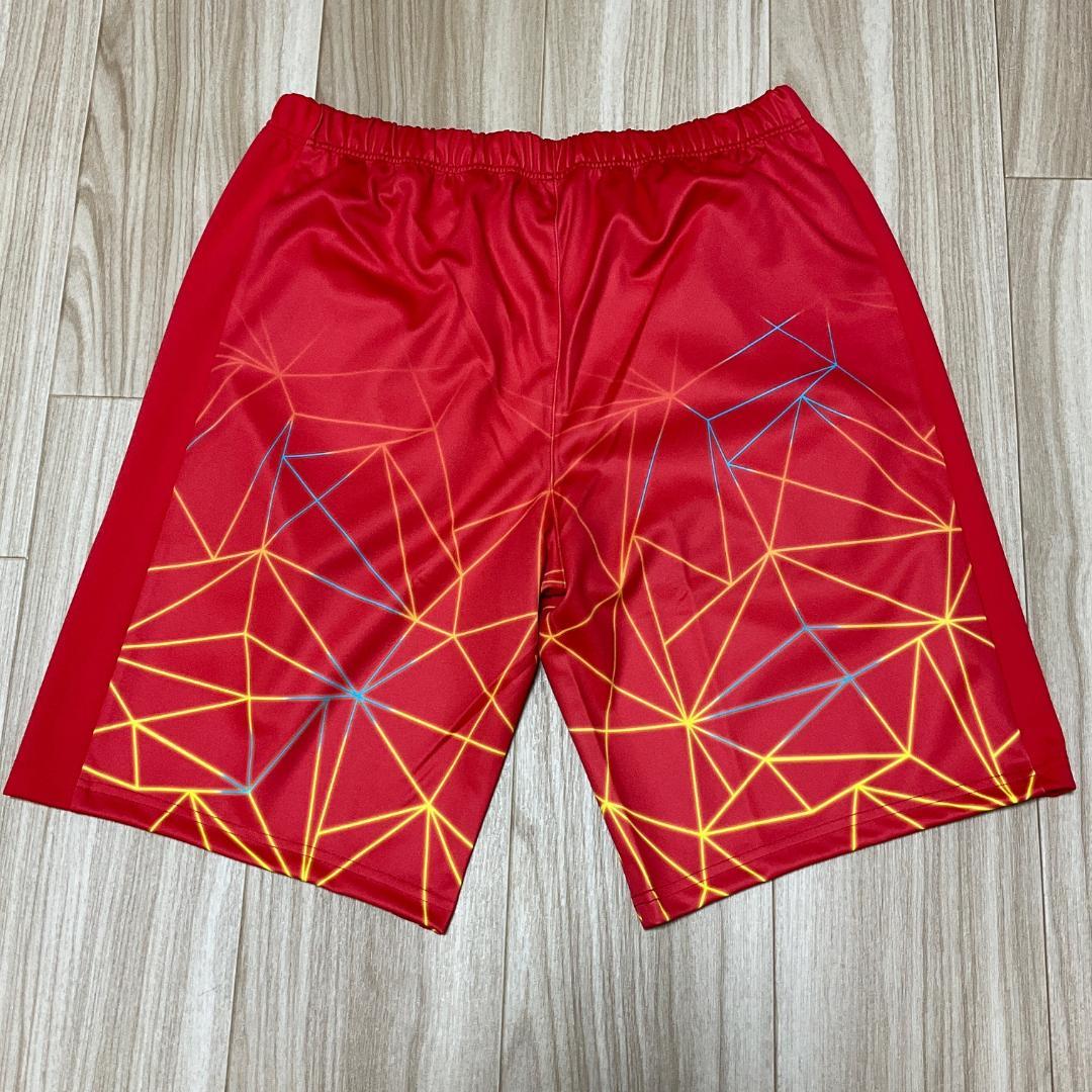 YONEX 15123 幾何学模様 サンセットレッド ハーフパンツ XO