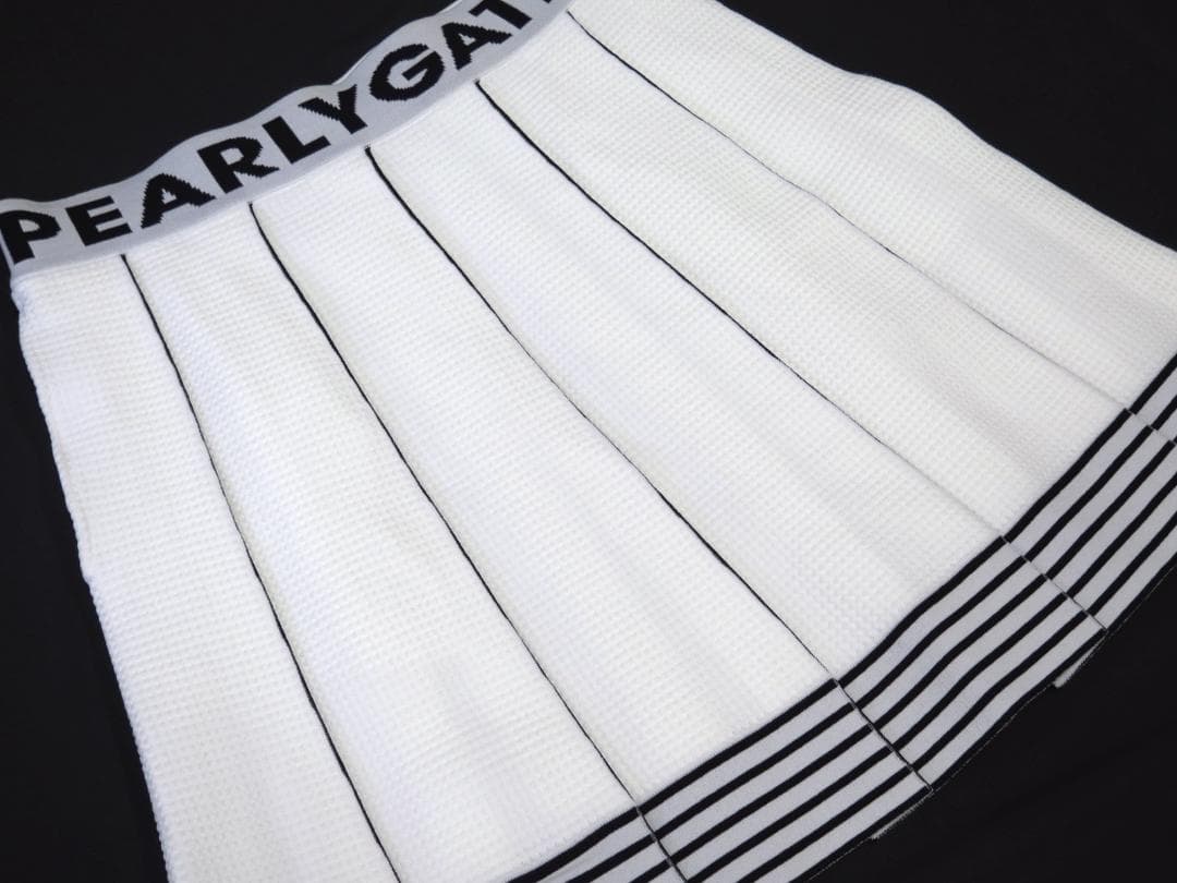 新品● パーリーゲイツ ●ワッフル素材　プリーツスカート　ホワイト/L