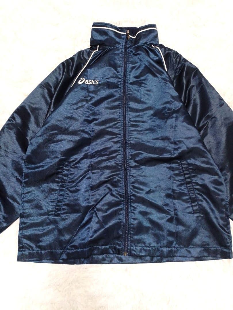 厚手 asics ウインドブレーカー セットアップ ネイビー XL O