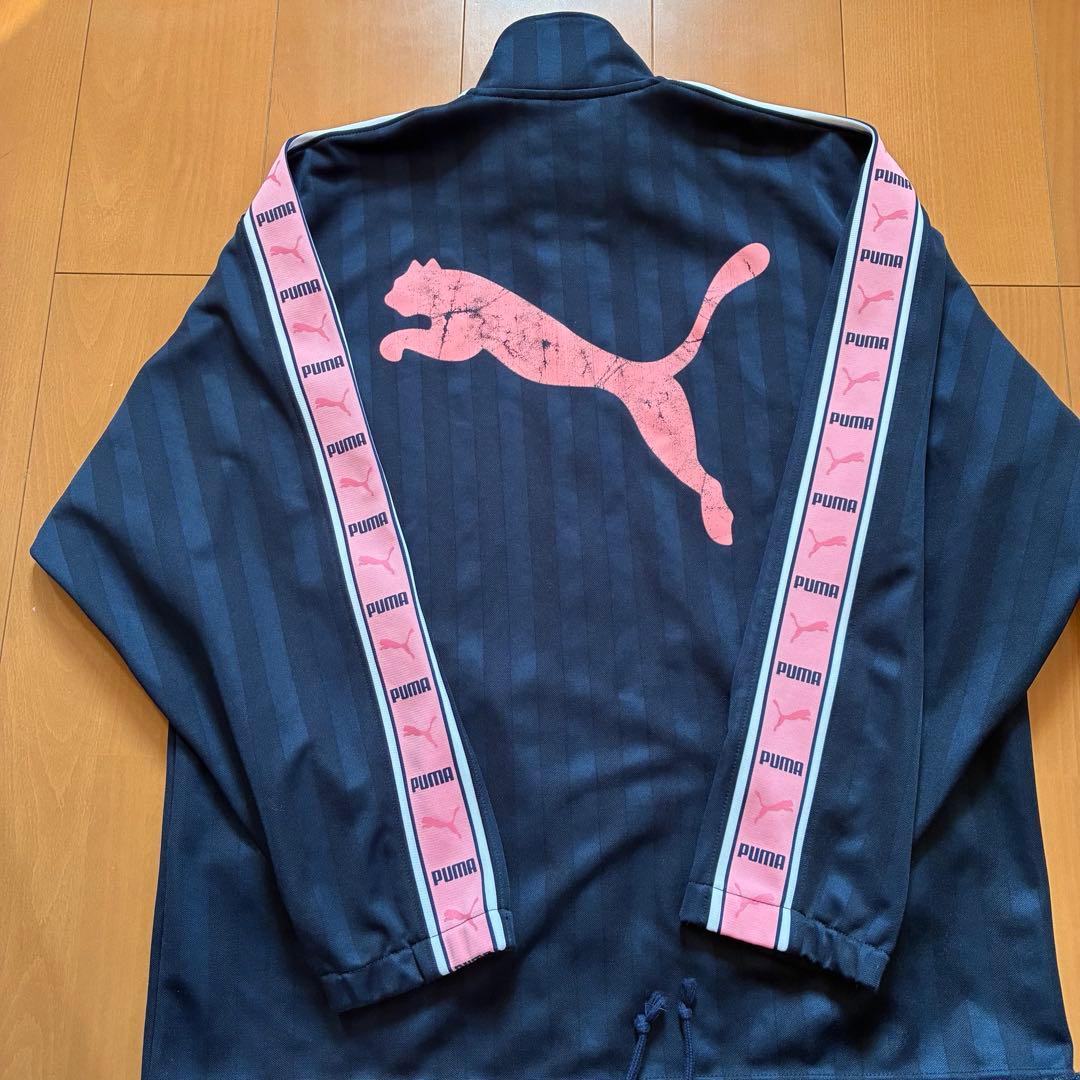 PUMA プーマ ピンク ジャージ ロゴ ライン 希少 レア M S