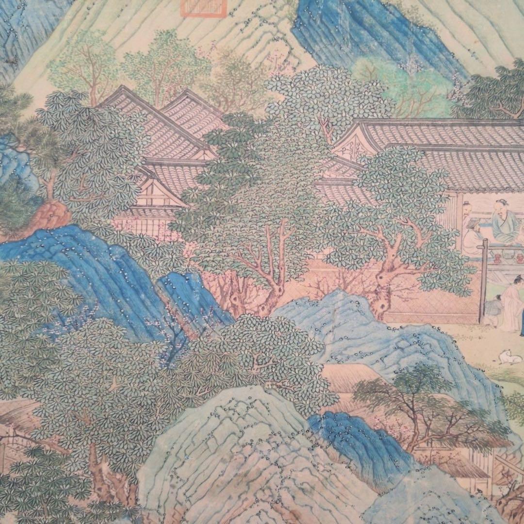 桃源図 山水長巻 掛軸 70×330cm 中国山水画