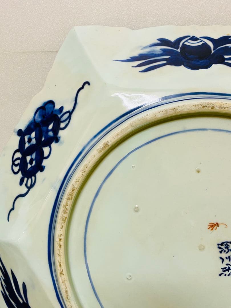 お値下げ❌ 明治 初期 香蘭社 色絵褐地藤絵人物文 ブラックホーソン六角大皿
