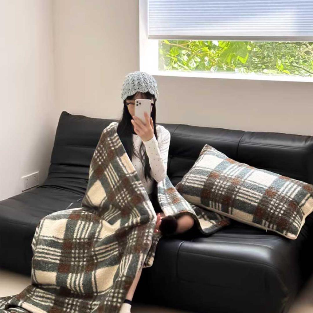 La caph 4COLOR CHECK KNIT BLANKET ブランケット