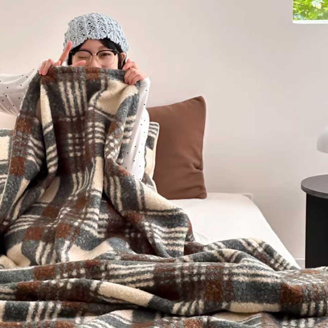 La caph 4COLOR CHECK KNIT BLANKET ブランケット