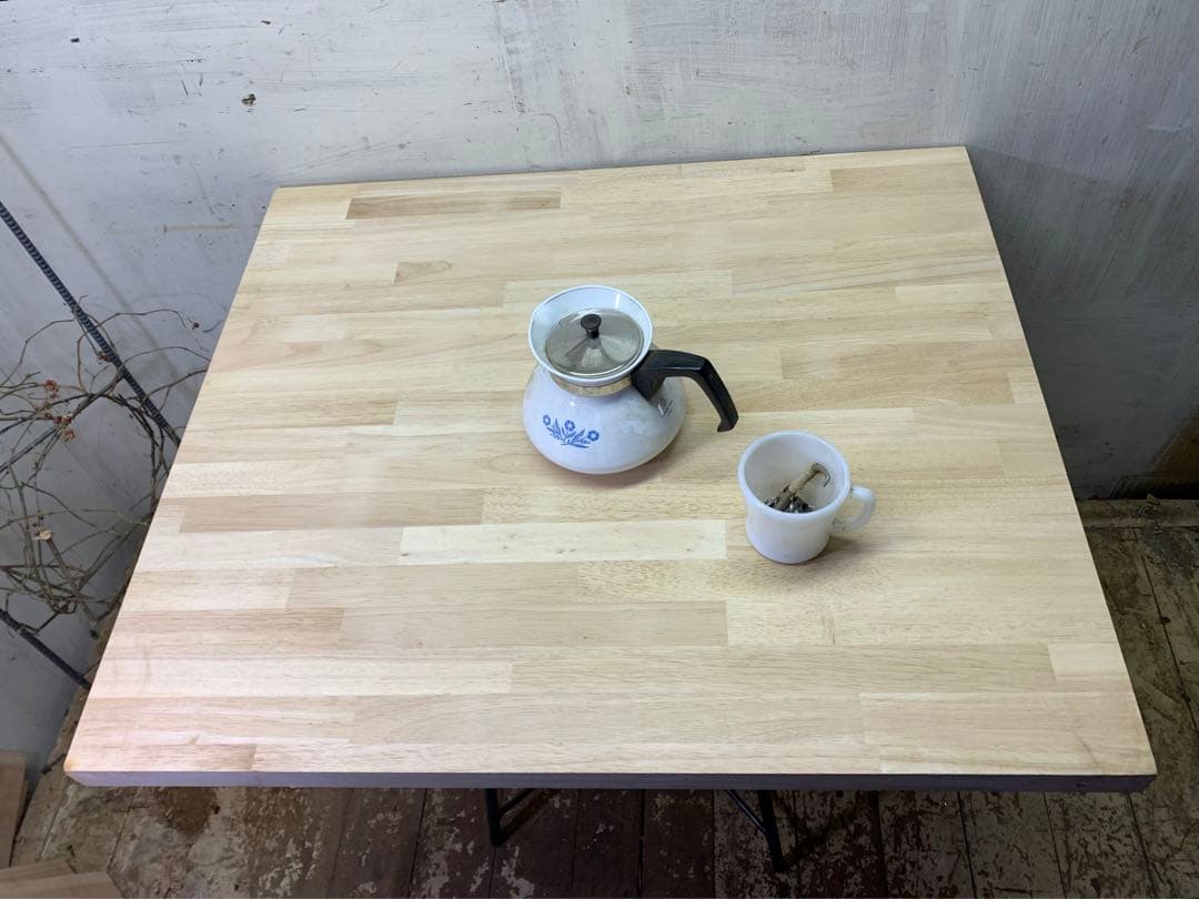 厚い天板アイアンレッグコーヒーテーブル　古家具