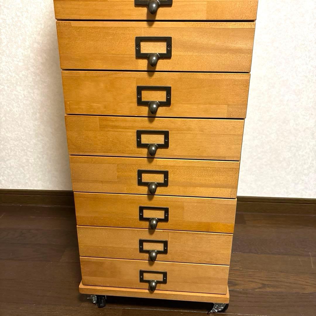 【美品】12段 天然木 チェスト キャスター付き
