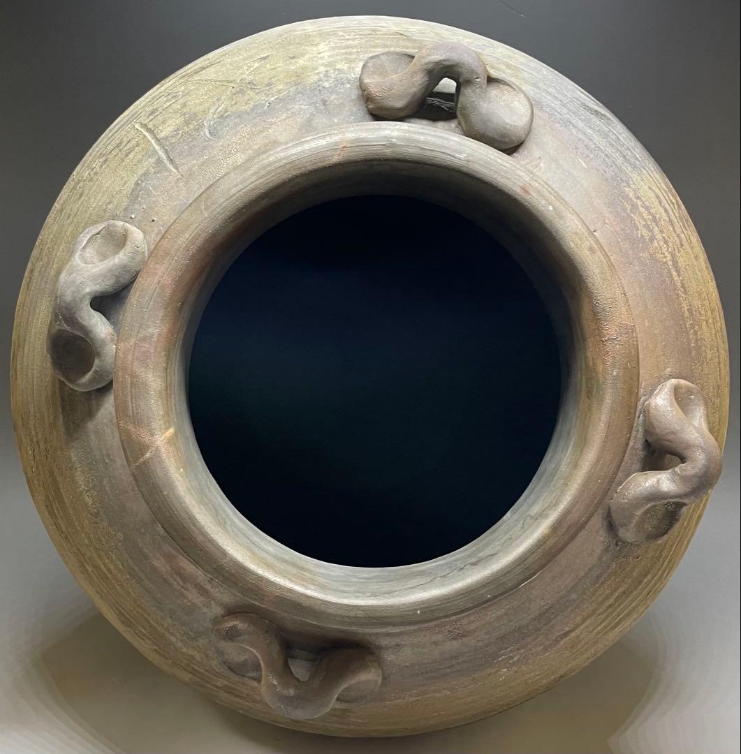古備前　桃山時代　四耳壺　葉茶壺　大壺　特大　41cm 　Lf6441
