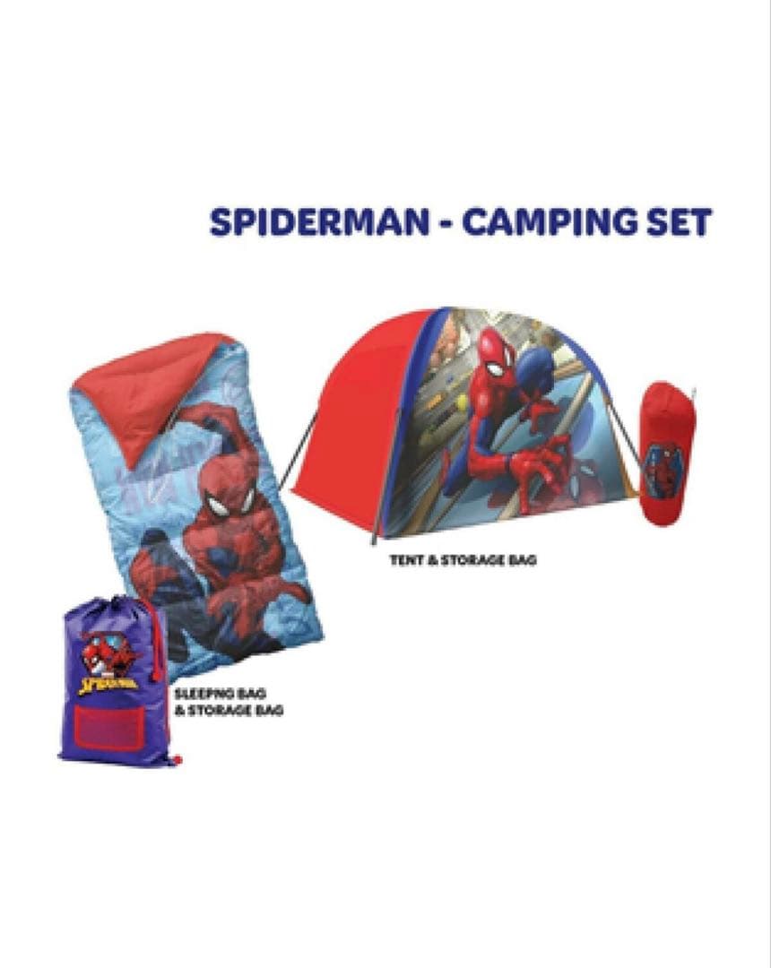キッズ　キャンピングセット　テント　寝袋　セット　スパイダーマン　キャラクター