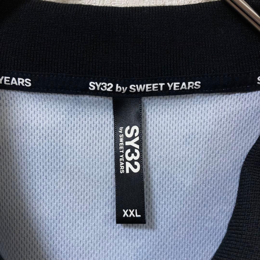 【美品】SY32 ポロシャツ カモ 切替 大きいサイズ 速乾 ブラック XXL
