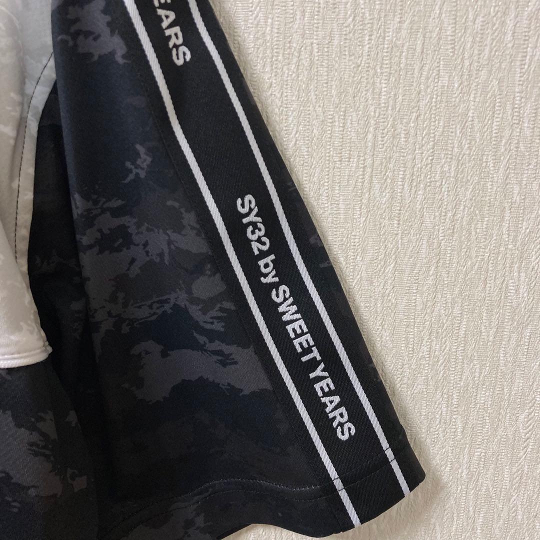 【美品】SY32 ポロシャツ カモ 切替 大きいサイズ 速乾 ブラック XXL