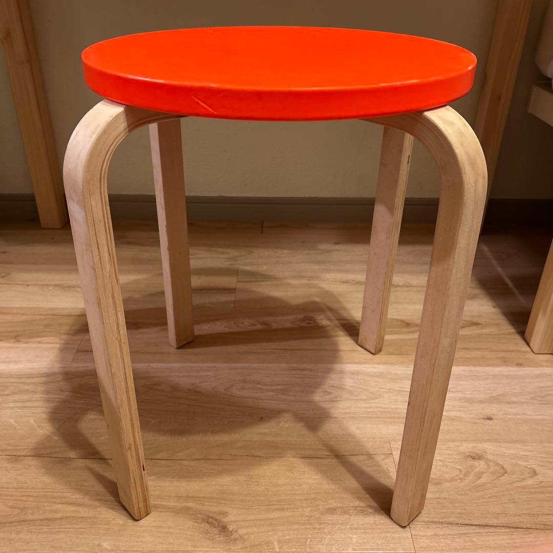 廃盤　イケア　超希少　蛍光色　オレンジ　スツール　IKEA 椅子　チェア　家具