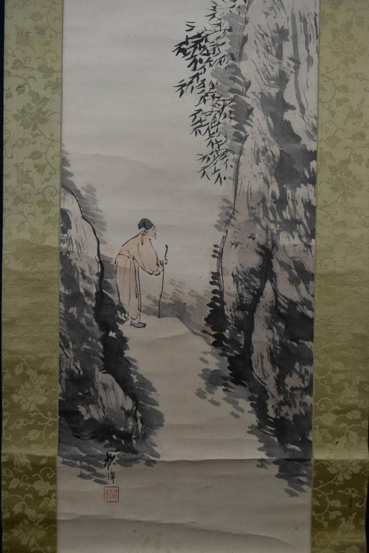 【真作】田中頼璋/高士探梅図/山水人物図/掛軸/名家伝来/Z-893