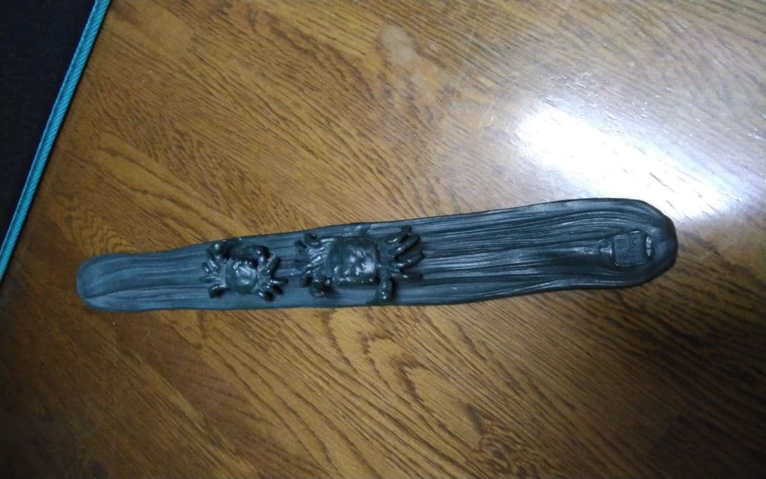 文鎮 平井昇(昇甫) 蝋型鋳銅 蟹紐文鎮 共箱 高岡銅器・中古美品